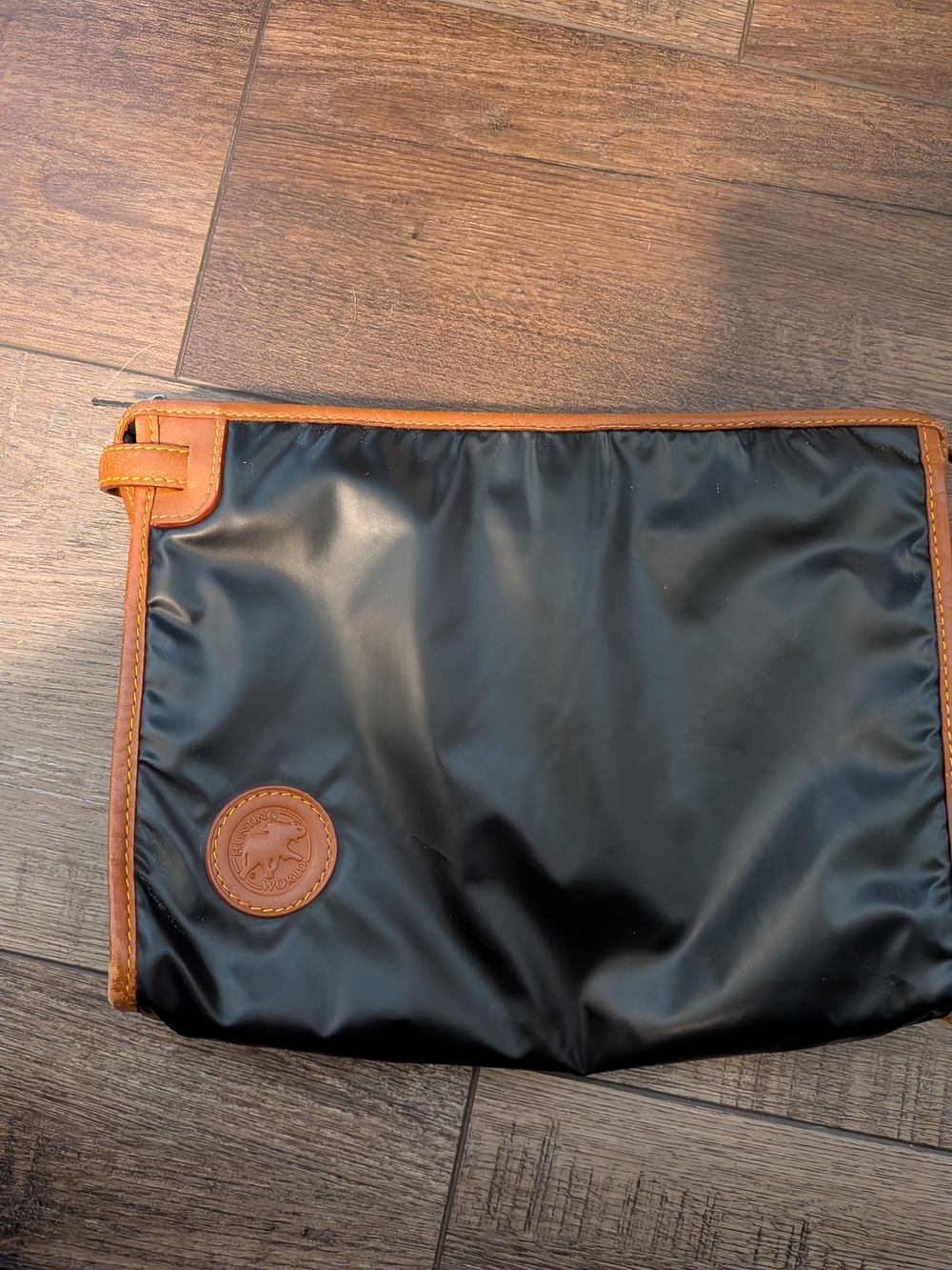 Black Toiletry Pouch with Brown Trim - Men's Travel Dopp Kit